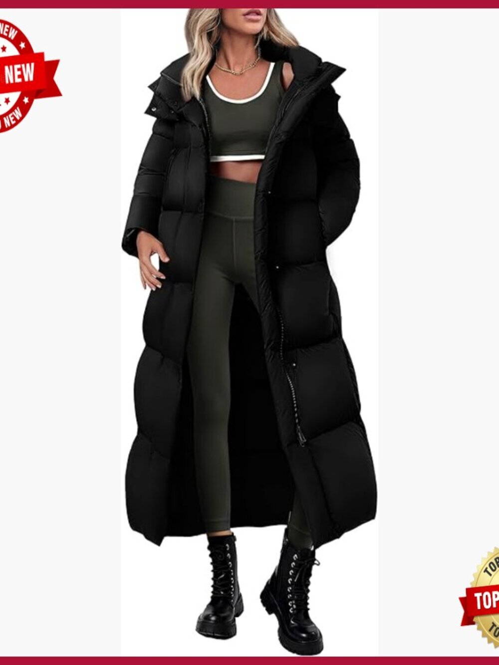 Women's Long Puffer Coat Hooded Down Jacket Winter Outerwear Relaxed Fit